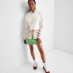 Future Collective Crewneck Cable Knit Cropped Sweater